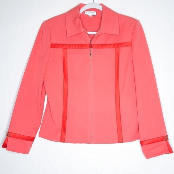 St. John Sport By Marie Gray Coral Zip-Front Blazer Jacket M - Picture 3 of 6